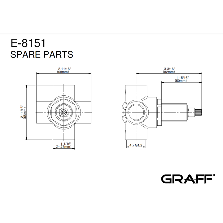 Element podtynkowy Graff do baterii natryskowej E-8151