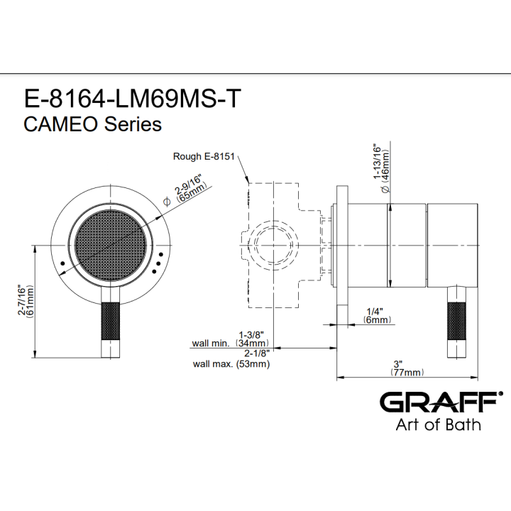 Element zewnętrzny Graff baterii natryskowej na 2 lub 3 wyjścia chrom E-8164-LM69MS