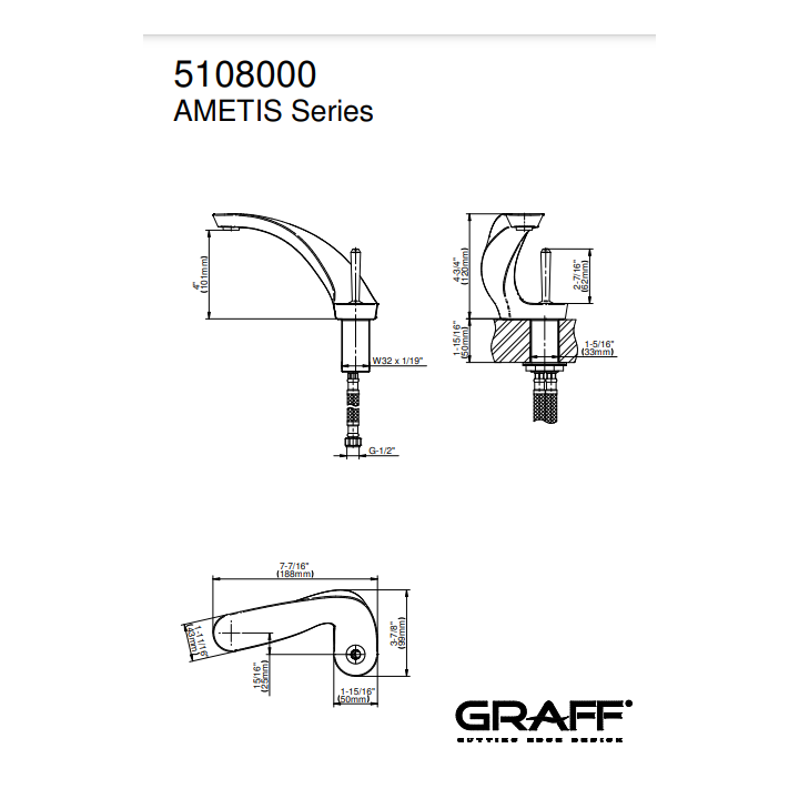 Bateria umywalkowa Graff Ametis chrom E-6400-LM43-PC