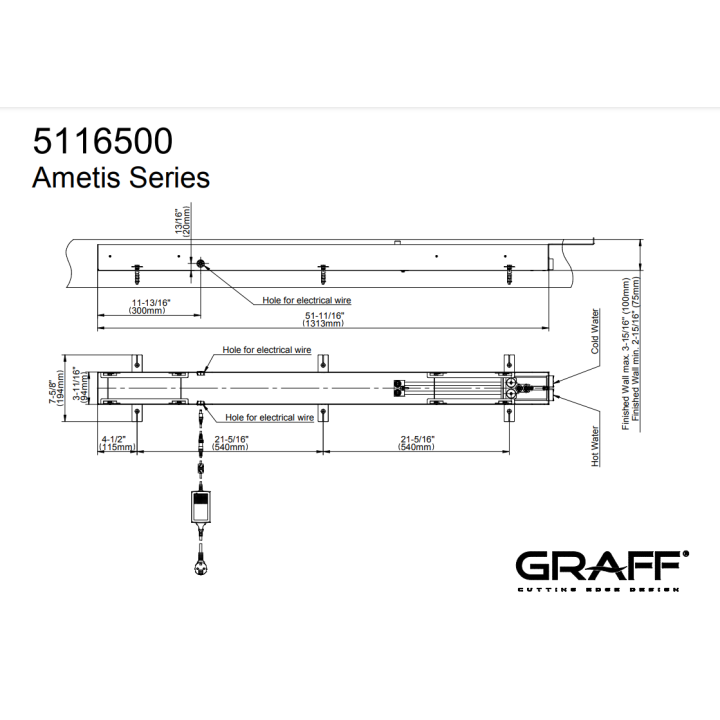 Element podtynkowy Graff Ametis kolumny prysznicowej E-8755