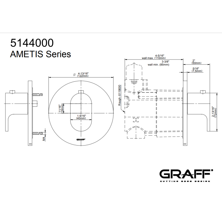 Element zewnętrzny Graff Ametis baterii termostatycznej natryskowej chrom E-8037-LM44E-PC-T