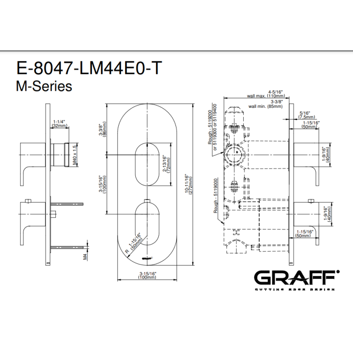 Element zewnętrzny baterii natryskowej Graff Ametis chrom E-8047-LM44E0-PC-T