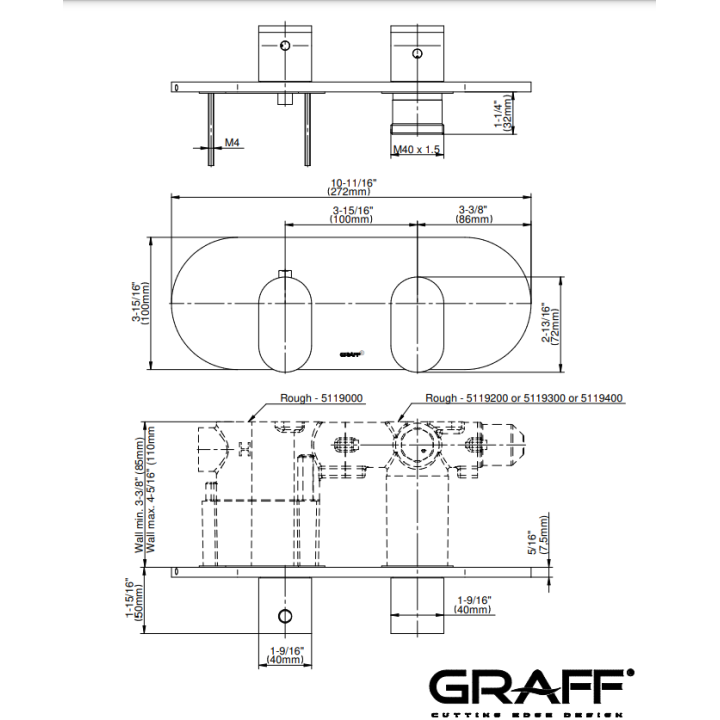 Element zewnętrzny baterii natryskowej Graff Ametis chrom E-8047H-LM44E0-PC-T