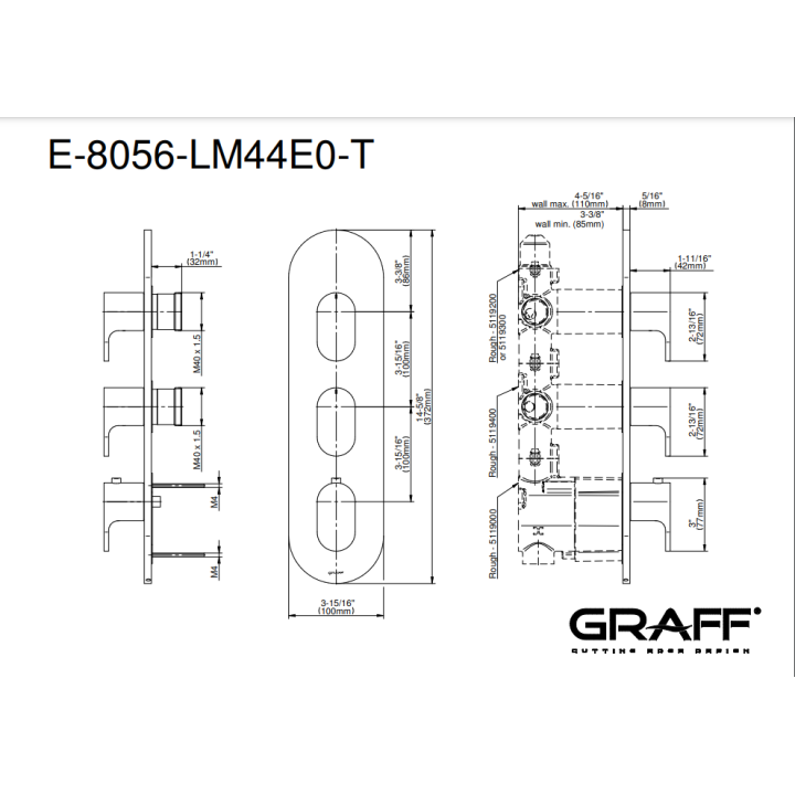 Element zewnętrzny baterii natryskowej Graff Ametis chrom E-8056-LM44E0-PC-T