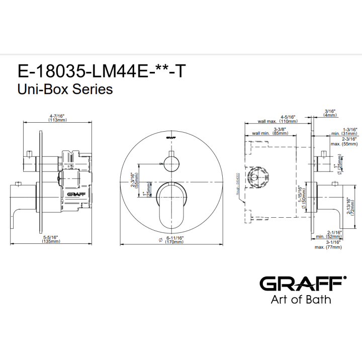 Element zewnętrzny baterii natryskowej Graff Ametis chrom E-18035-LM44E-PC-T