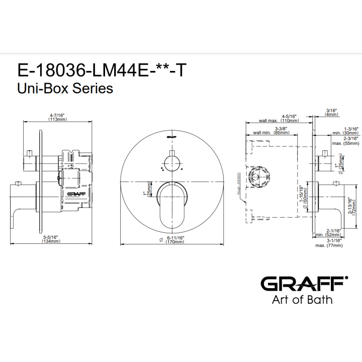 Element zewnętrzny baterii natryskowej Graff Ametis na 2 wyjścia chrom E-18036-LM44E-PC-T