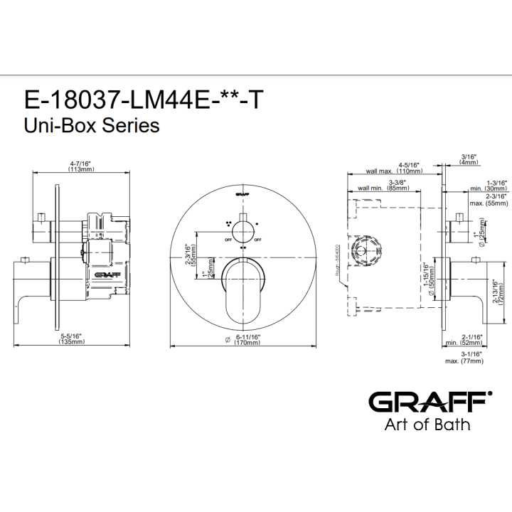 Element zewnętrzny baterii natryskowej Graff Ametis na 3 wyjścia chrom E-18037-LM44E-PC-T