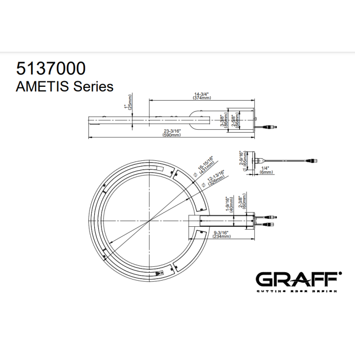 Element zewnętrzny deszczownicy wielofunkcyjnej Graff Ametis z wodospadem, 6-kolorową diodą LED i chromoterapią chrom E-8760-PC-