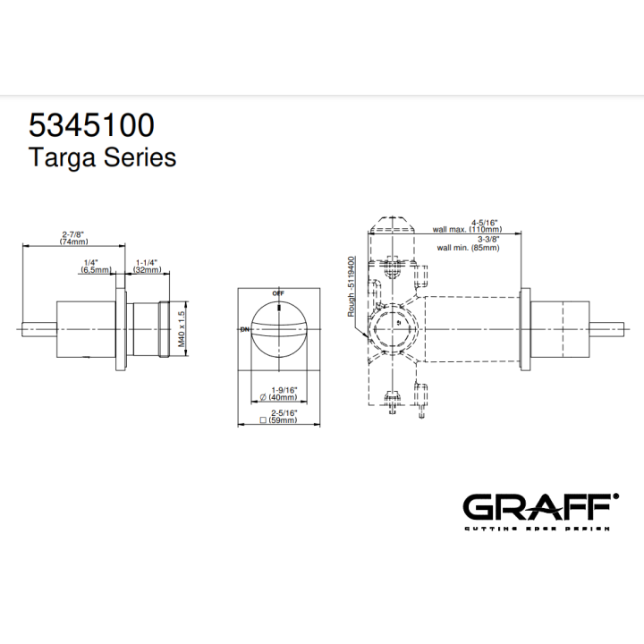 Zawór odcinający Graff Ametis element zewnętrzny baterii natryskowej chrom E-8098-C14E1-PC-T