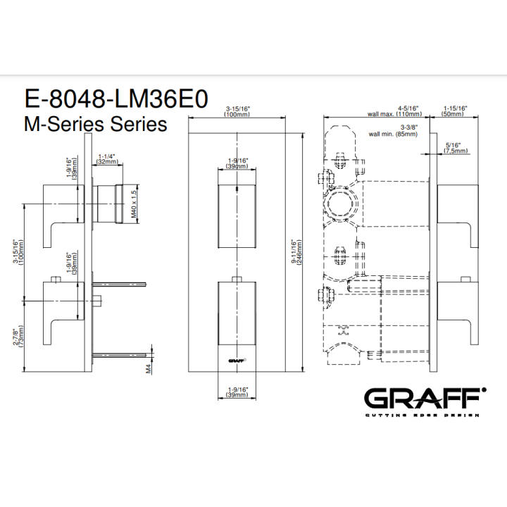 Element zewnętrzny Graff Luna baterii natryskowej chrom E-8048-LM36E0-PC-T