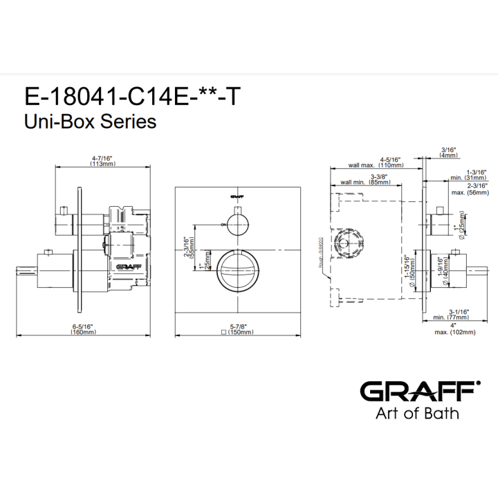 Element zewnętrzny baterii natryskowej Graff Luna chrom E-18041-C14E-PC-T