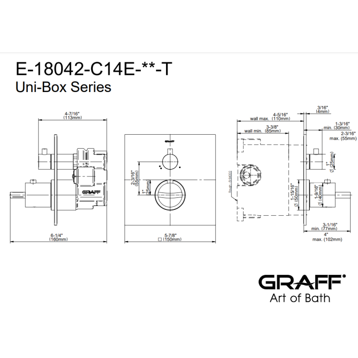 Element zewnętrzny baterii natryskowej Graff Luna na 2 wyjścia chrom E-18042-C14E-PC-T