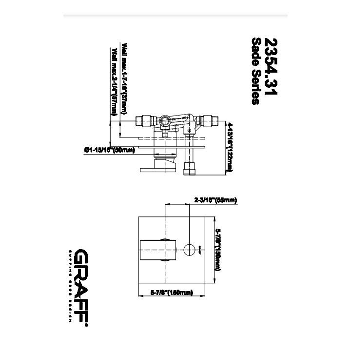 Element zewnętrzny Graff Luna baterii natryskowej z przełącznikiem chrom E-7090-LM36N-PC-T