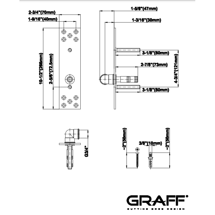 Element podtynkowy Graff do kolumny prysznicowej E-8705
