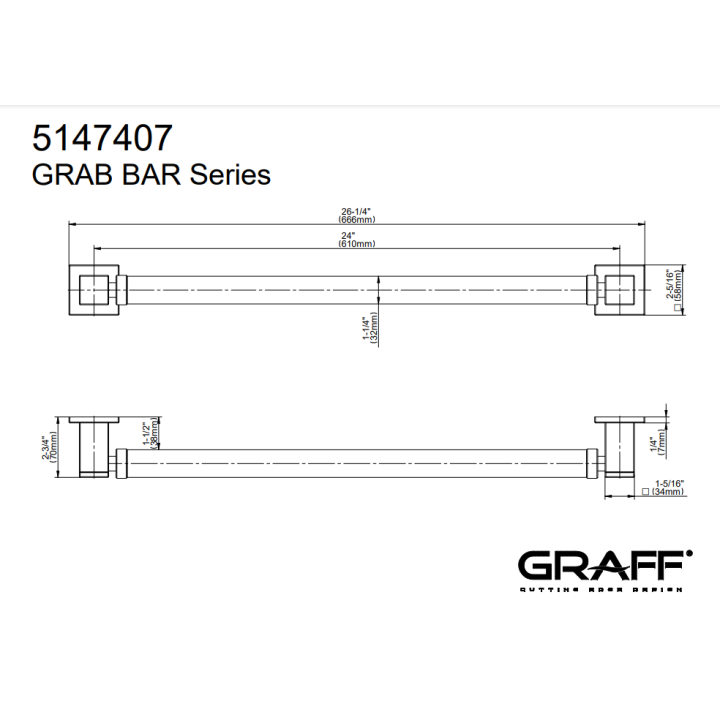 Poręcz Graff Luna 61 cm chrom E-9624-PC