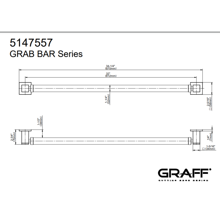 Poręcz Graff Luna 81,2 cm chrom E-9632-PC