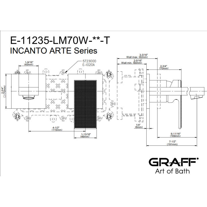 Bateria umywalkowa Graff Incanto Arte podtynkowa z wylewką 19,1 cm chrom E-11235-LM70W-PC-T