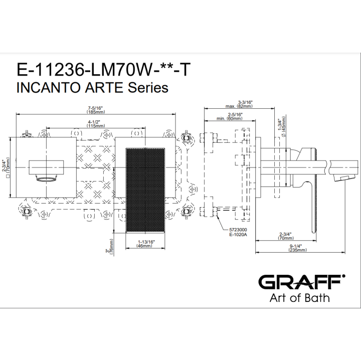 Bateria umywalkowa Graff Incanto Arte podtynkowa z wylewką 23,5 cm chrom E-11236-LM70W-PC-T