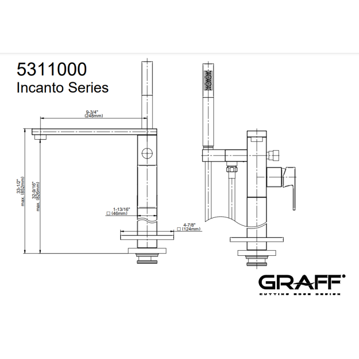 Bateria wannowa Graff Incanto High-flow podłogowa chrom E-11254-LM55N-PC-T