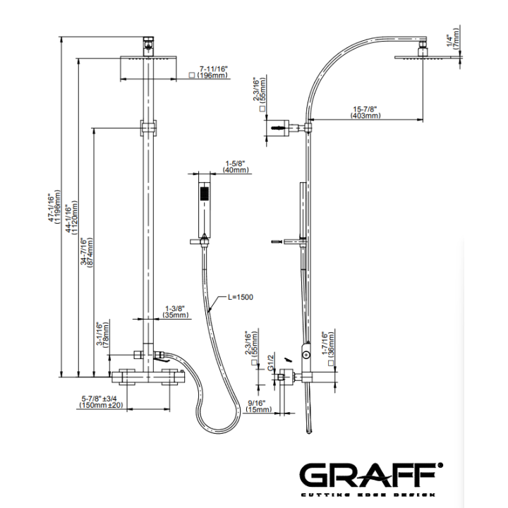 Kolumna prysznicowa Graff Incanto termostatyczna z zestawem natryskowym chrom EX-8950-PC