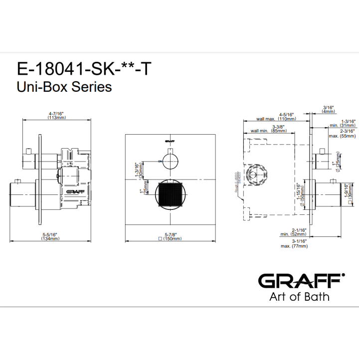 Element zewnętrzny Graff Incanto Arte baterii natryskowej termostatycznej chrom E-18041-SK-PC-T