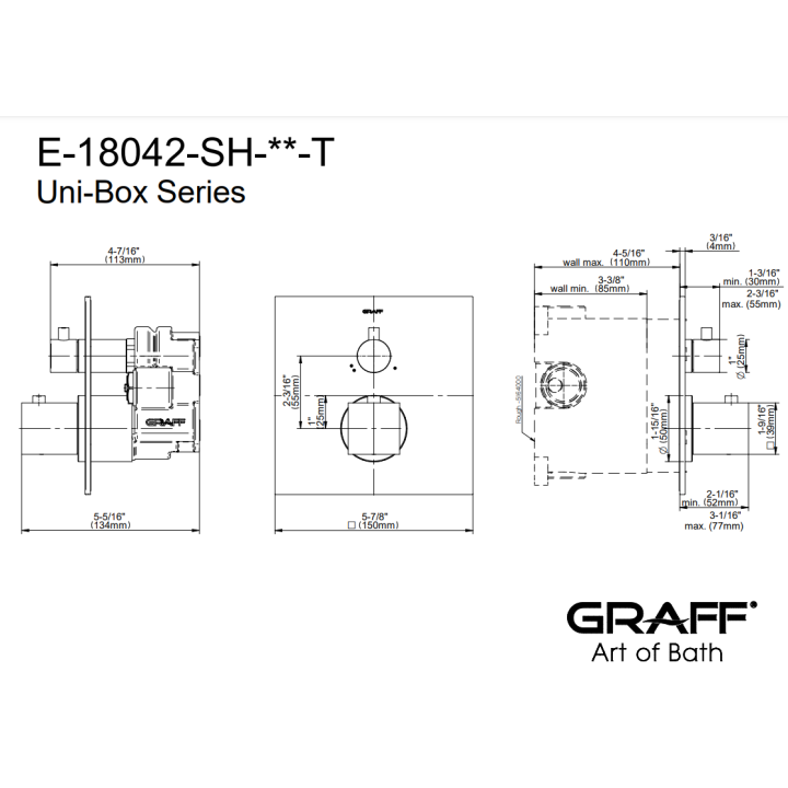 Element zewnętrzny Graff Incanto baterii natryskowej termostatycznej na 2 wyjścia chrom E-18042-SH-PC-T