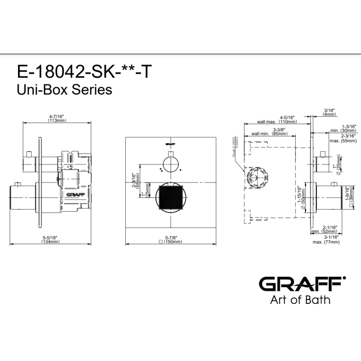 Element zewnętrzny Graff Incanto Arte baterii natryskowej termostatycznej na 2 wyjścia chrom E-18042-SK-PC-T