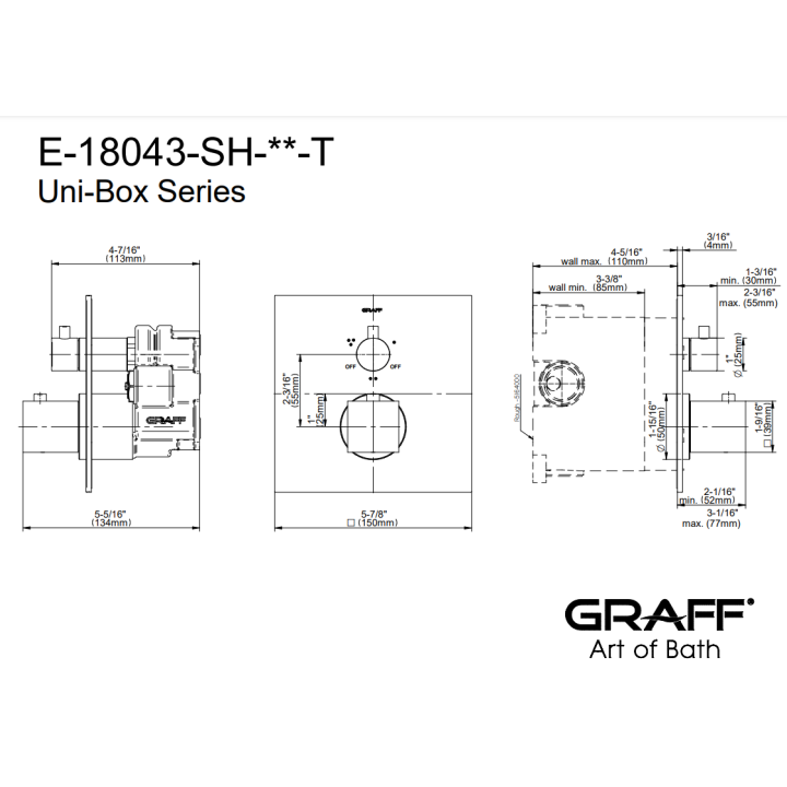 Element zewnętrzny Graff Incanto baterii natryskowej termostatycznej na 3 wyjścia chrom E-18043-SH-PC-T