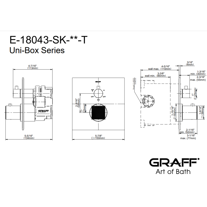 Element zewnętrzny Graff Incanto Arte baterii natryskowej termostatycznej na 3 wyjścia chrom E-18043-SK-PC-T