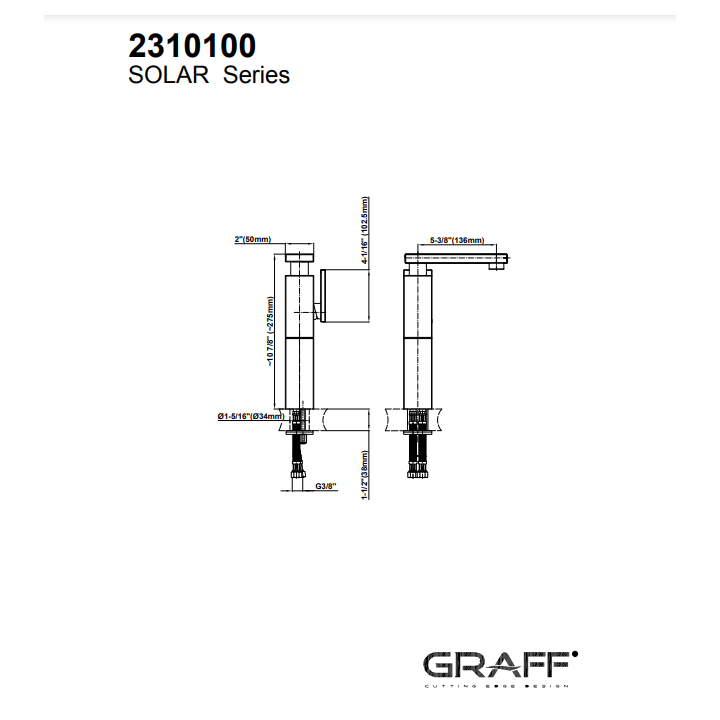 Bateria umywalkowa Graff Solar wysoka chrom E-3705-LM31-PC