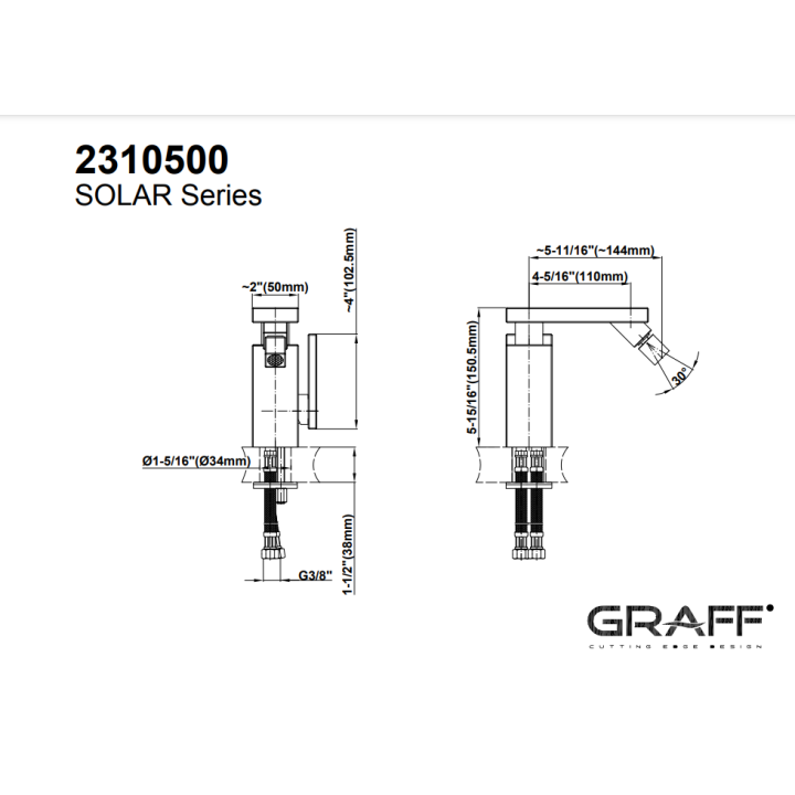 Bateria bidetowa Graff Solar chrom E-3760-LM31-PC