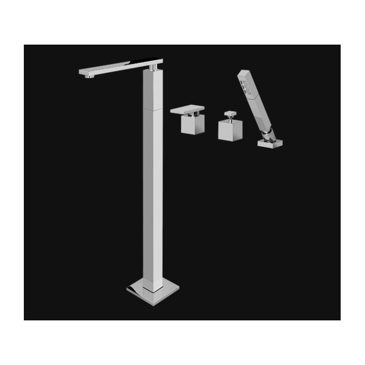 Bateria wannowa Graff Solar podłogowa z zestawem natryskowym chrom E-3753-LM31-PC-T