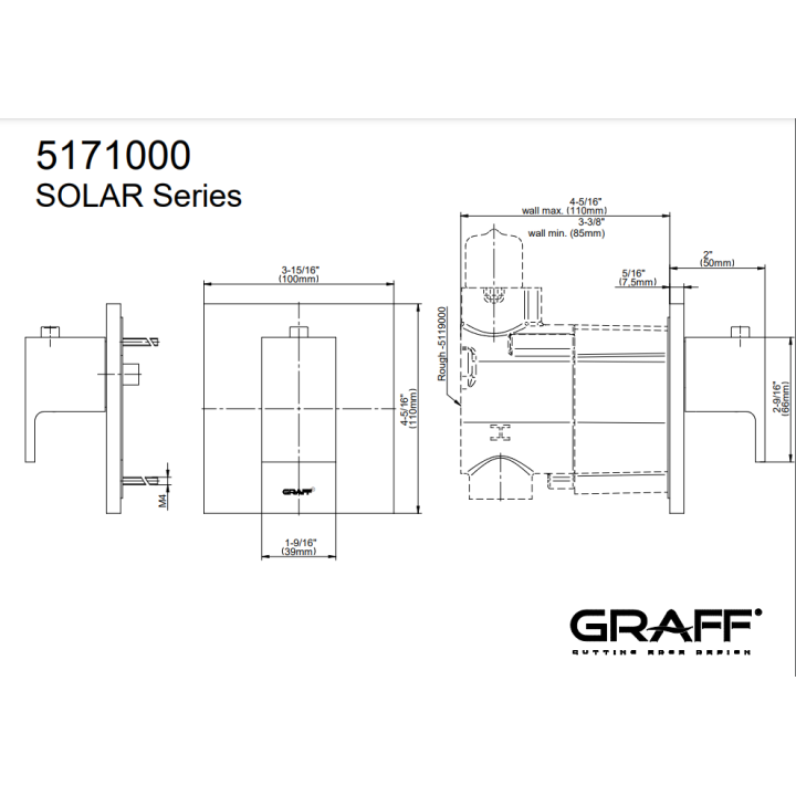 Element zewnętrzny Graff Solar baterii termostatycznej natryskowej chrom E-8043-LM31E-PC-T