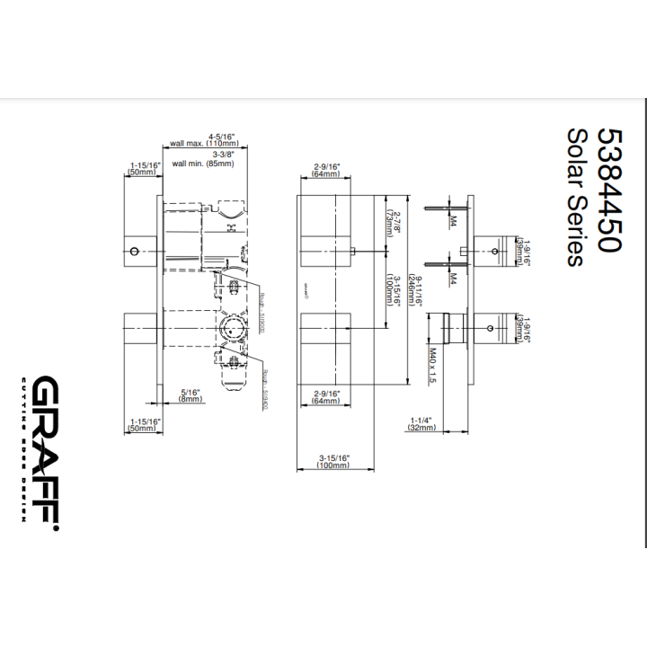 Element zewnętrzny Graff Solar do baterii natryskowej chrom E-8048H-LM31E0-PC-T