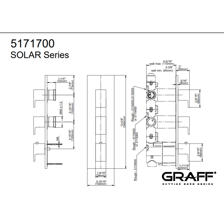 Element zewnętrzny Graff Solar do baterii natryskowej chrom E-8057-LM31E0-PC-T