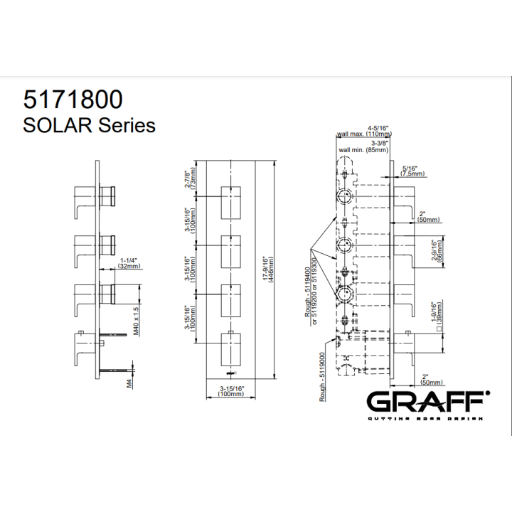 Element zewnętrzny Graff Solar do baterii natryskowej chrom E-8059-LM31E0-PC-T