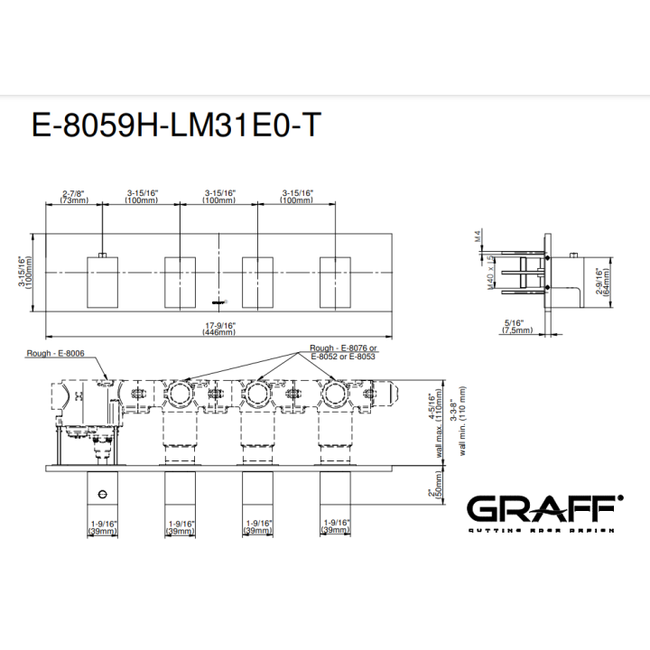 Element zewnętrzny Graff Solar do baterii natryskowej chrom E-8059H-LM31E0-PC-T