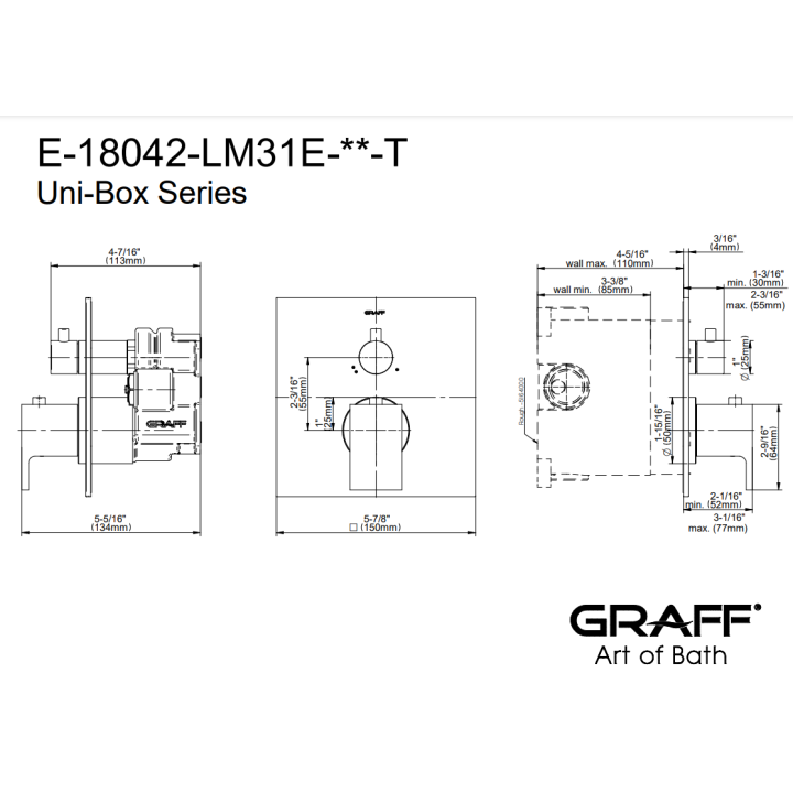 Element zewnętrzny Graff Solar baterii natryskowej termostatycznej na 2 wyjścia chrom E-18042-LM31E-PC-T