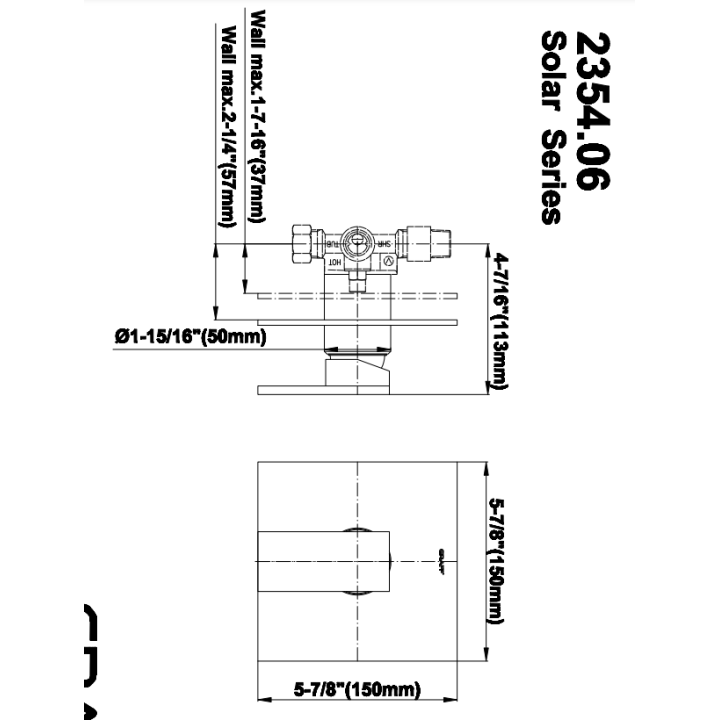 Element zewnętrzny Graff Solar baterii natryskowej podtynkowej chrom E-7040-LM31N-PC-T