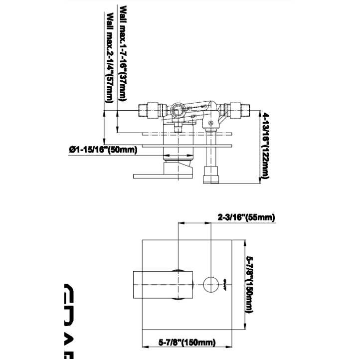 Element zewnętrzny Graff Solar baterii natryskowej podtynkowej chrom E-7090-LM31N-PC-T
