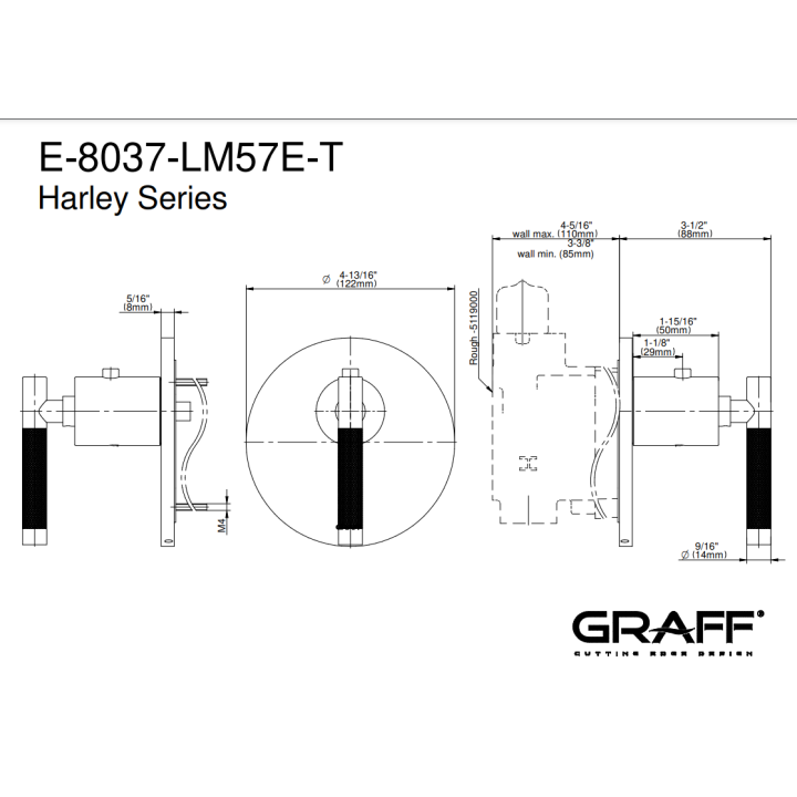 Element zewnętrzny Graff Harley baterii natryskowej termostatycznej chrom E-8037-LM57E-PC-T
