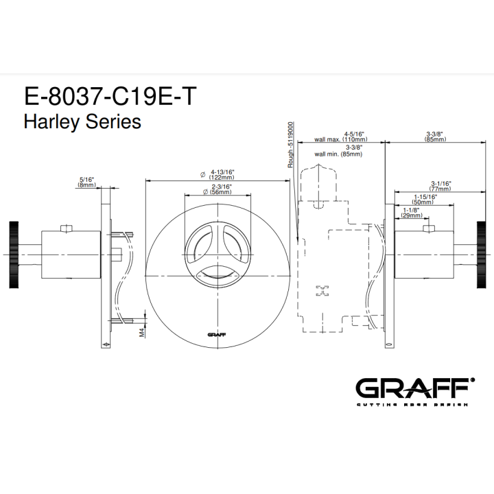 Element zewnętrzny Graff Harley baterii natryskowej termostatycznej chrom E-8037-C19E-PC-T