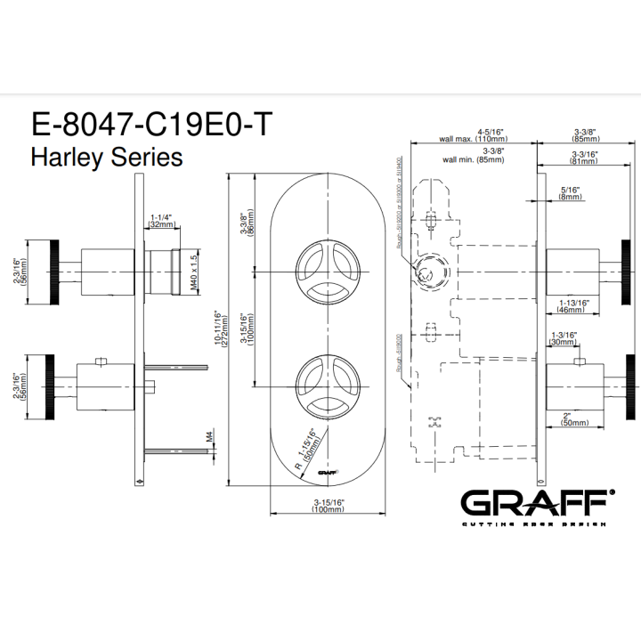 Element zewnętrzny Graff Harley baterii natryskowej chrom E-8047-C19E0-PC-T