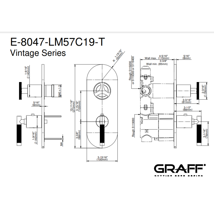 Element zewnętrzny Graff Harley baterii natryskowej chrom E-8047-LM57C19-PC-T