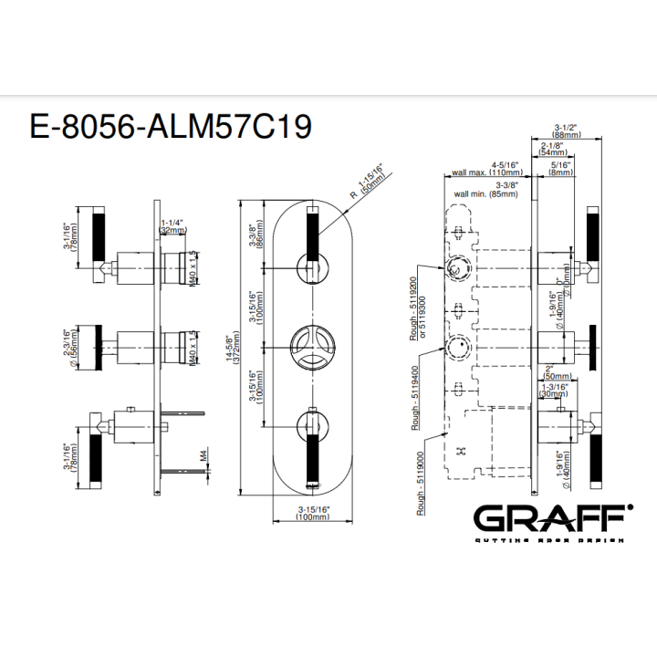 Element zewnętrzny Graff Harley baterii natryskowej chrom E-8056-ALM57C19-PC-T