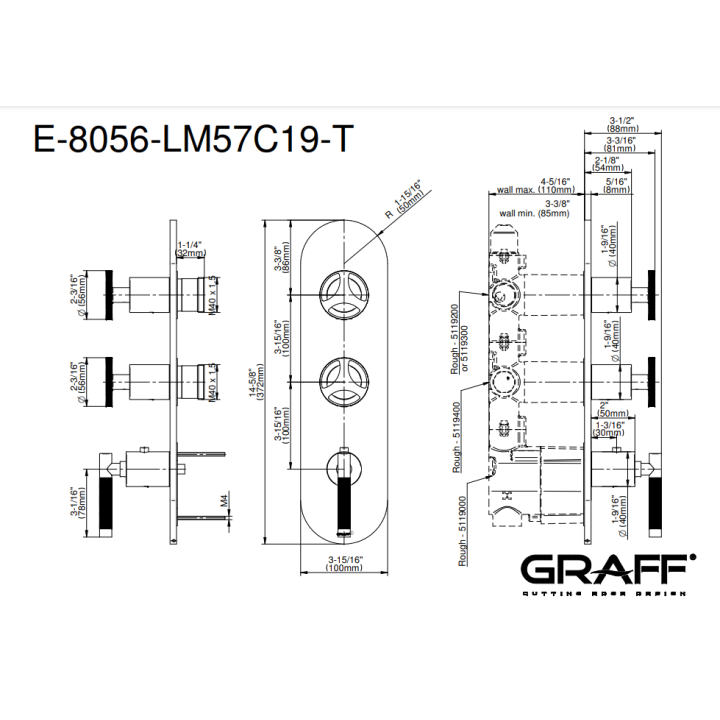 Element zewnętrzny Graff Harley baterii natryskowej chrom E-8056-LM57C19-PC-T