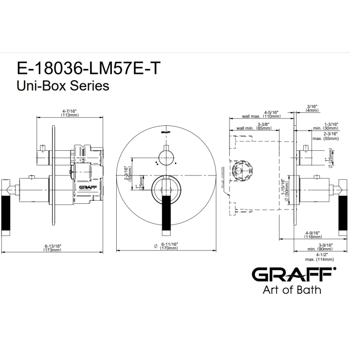 Element zewnętrzny Graff Harley baterii natryskowej termostatycznej na 2 wyjścia chrom E-18036-LM57E-PC