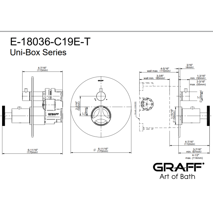 Element zewnętrzny Graff Harley baterii natryskowej termostatycznej na 2 wyjścia chrom E-18036-C19E-PC-T