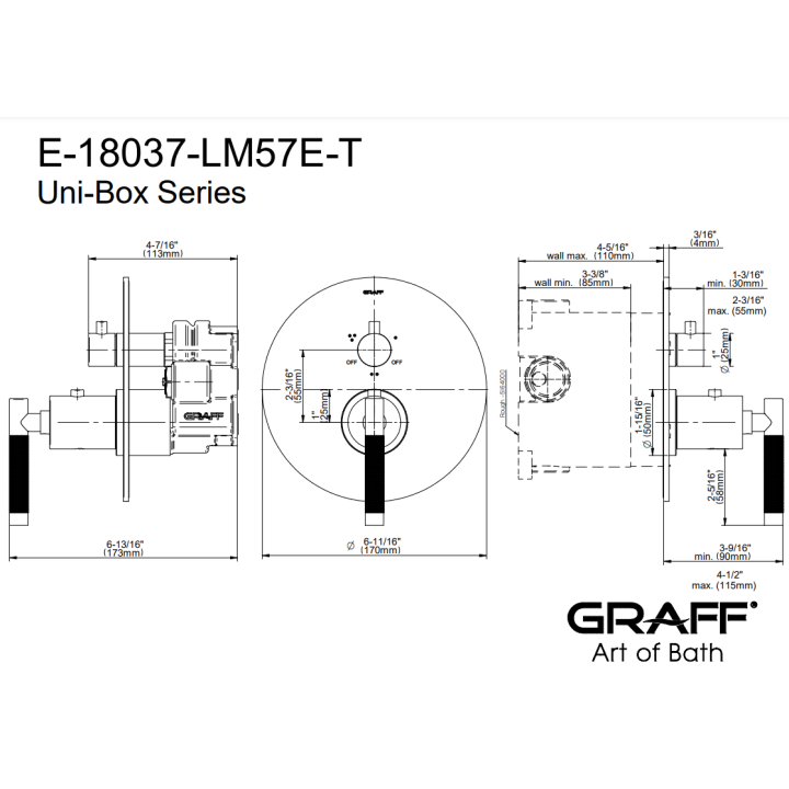 Element zewnętrzny Graff Harley baterii natryskowej termostatycznej na 3 wyjścia chrom E-18037-LM57E-PC-T
