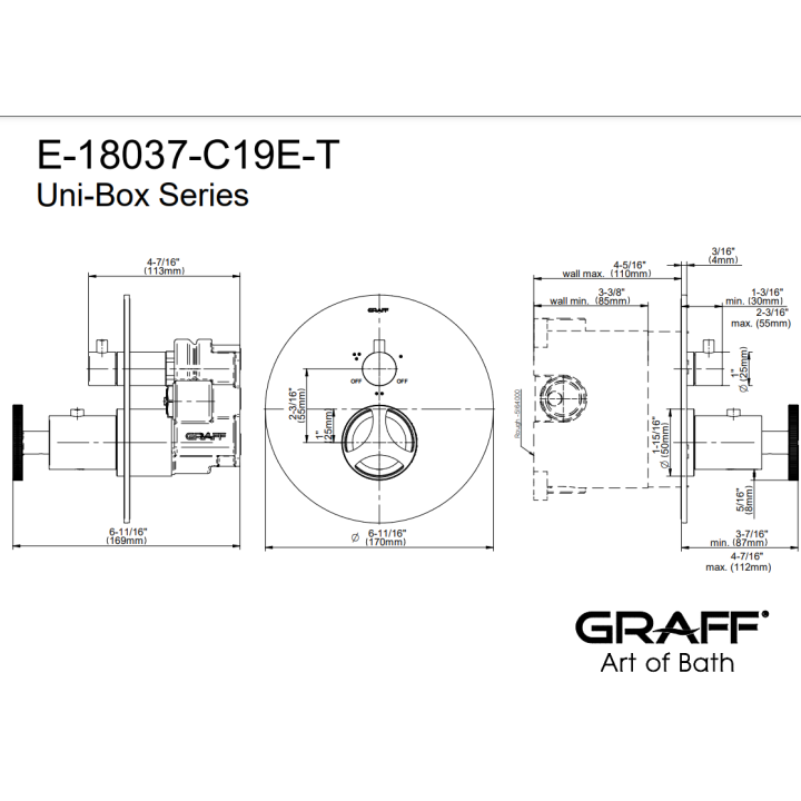 Element zewnętrzny Graff Harley baterii natryskowej termostatycznej na 3 wyjścia chrom E-18037-C19E-PC-T